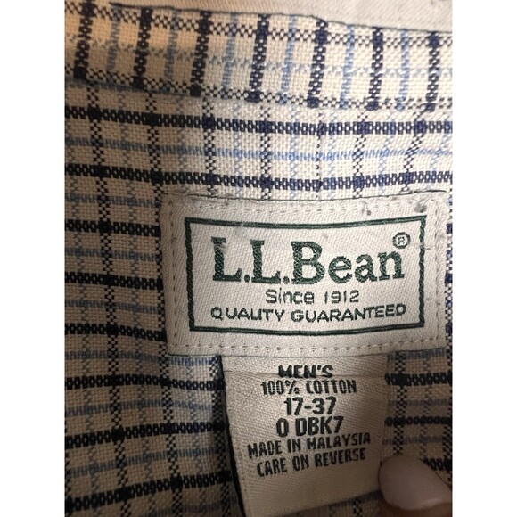LL Bean Mens Size 17-37 Plaid Shirt Button Front Wrinkle Resistant - Picture 4 of 11